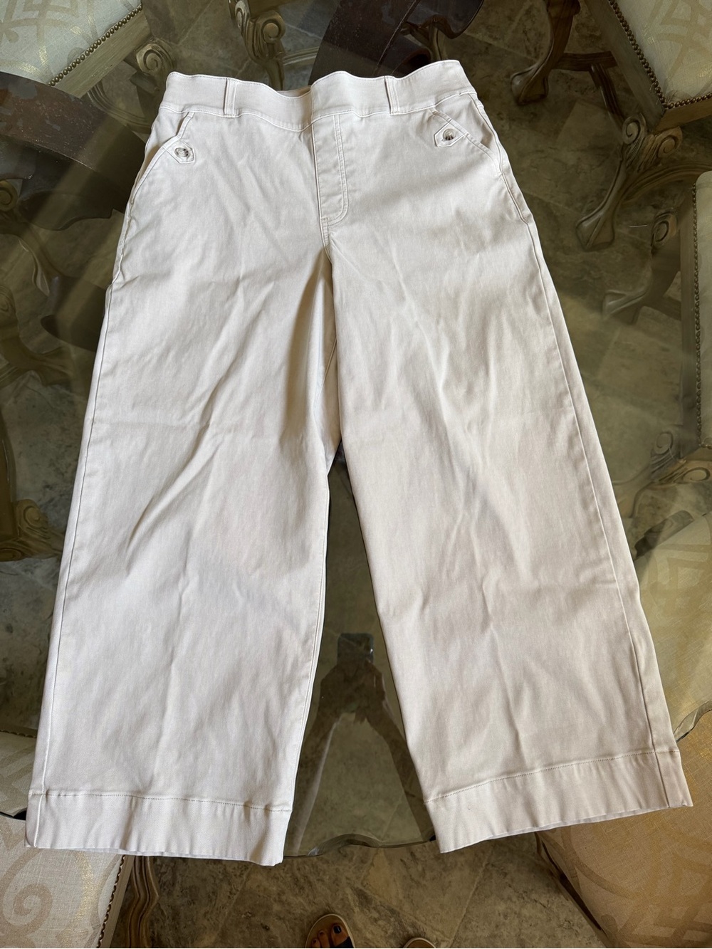 SPANX Stretch Twill Pull-On Cropped Wide Leg Pants